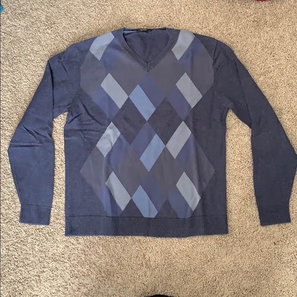 Alfani Other - Alfani Blue Textile Sweater V Neck Medium